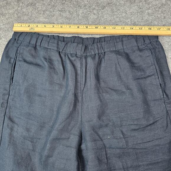J Jill Love Linen Pants Womens Medium Navy Blue Pull On Elastic Waist Relaxed - Picture 4 of 6